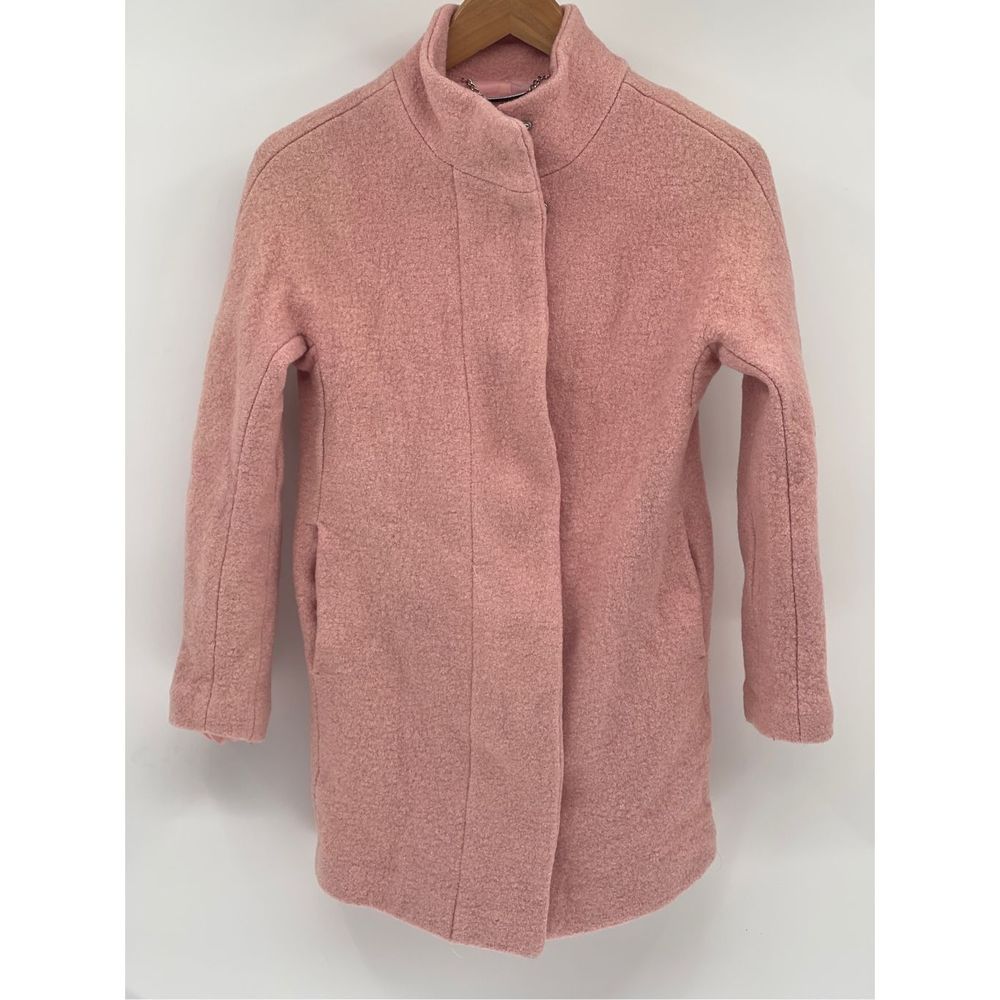 Express Jacket Coat Cocoon Women Size‎ XS Pink Wool Blend Full Zip